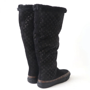 LOUIS VUITTON boots Mouton x Monogram Canvas black Women 35 Used Authentic